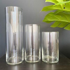Set of 10 Large Glass Cylinder Vases